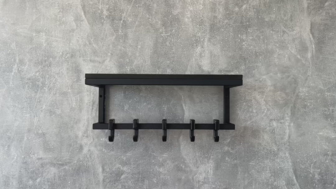 Minimalist Wood & Steel Wall Rack - Entryway Organizer