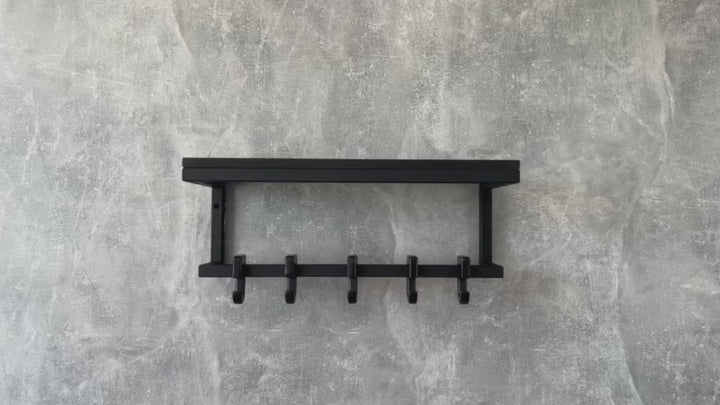 Minimalist Wood & Steel Wall Rack - Entryway Organizer