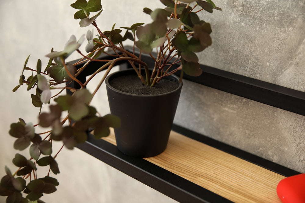 Minimalist-wooden-and-black-metal-shelf-modern-home-storage