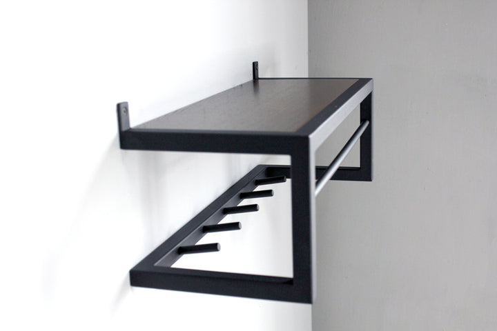 Minimalist-coat-rack-with-floating-shelf-and-hooks -ideal-for-small-spaces