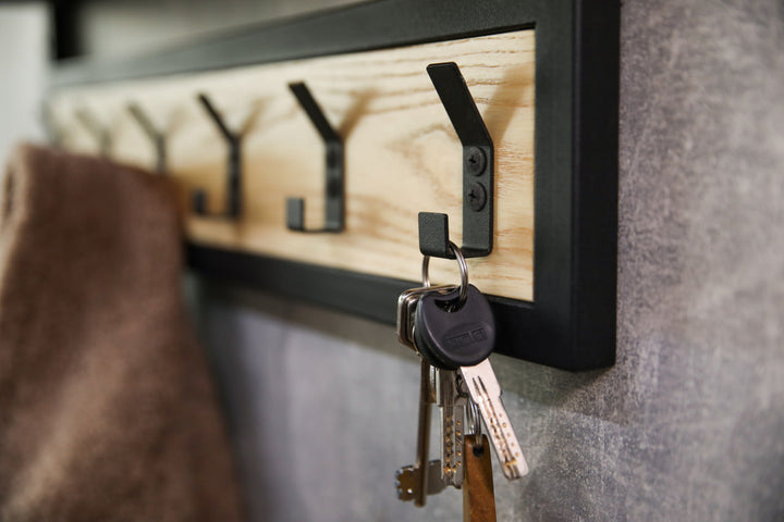 Space-saving-wall-mounted-hanger-with-shelf-and-multiple-hooks-for-coats-bags-and-hats