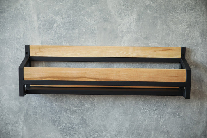 Durable-wood-metal-shoe-shelf–minimalist-wall-mounted-organizer-for-shoes
