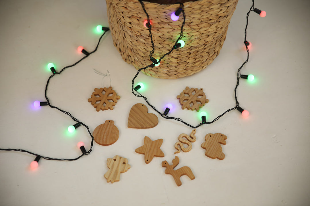 Eco-Friendly Wooden Christmas Decorations – Ornament Set