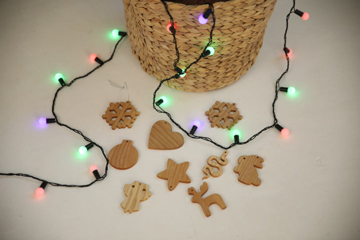 Eco-Friendly Wooden Christmas Decorations – Ornament Set