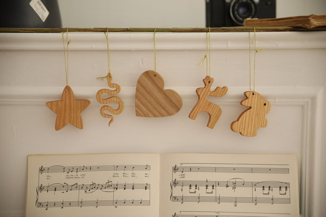 Eco-Friendly Wooden Christmas Decorations – Ornament Set