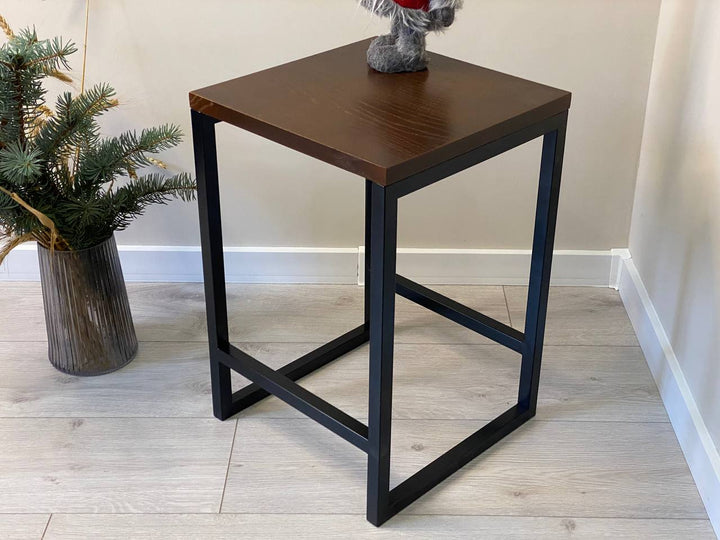 Rustic Wood and Steel Bar Stool - Modern Industrial Stool