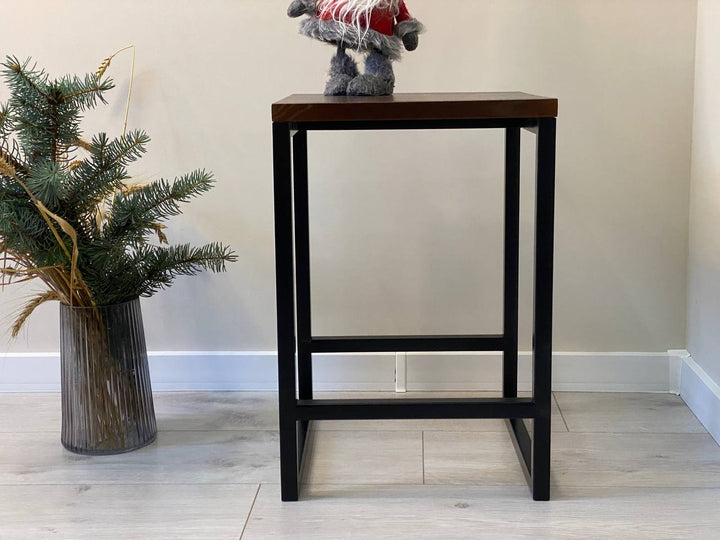 Rustic Wood and Steel Bar Stool - Modern Industrial Stool